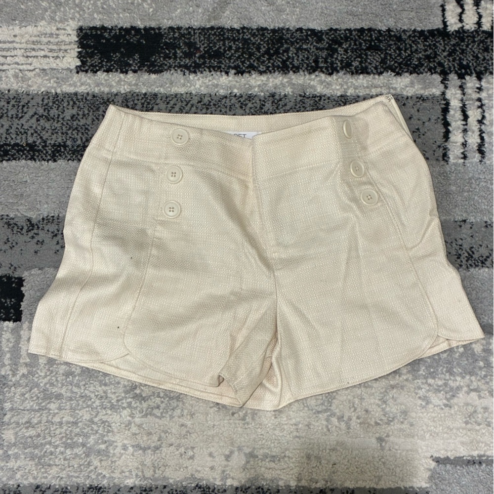LOFT Cream Button-Accent Women's Shorts